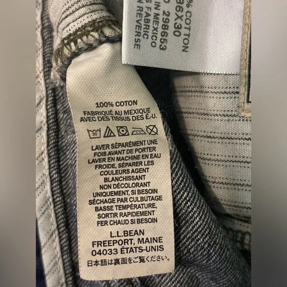 L. L. Bean Mens Standard Fit Dark Wash 5 Pocket‎ Jeans size 36x30 100% Cotton - Picture 8 of 10